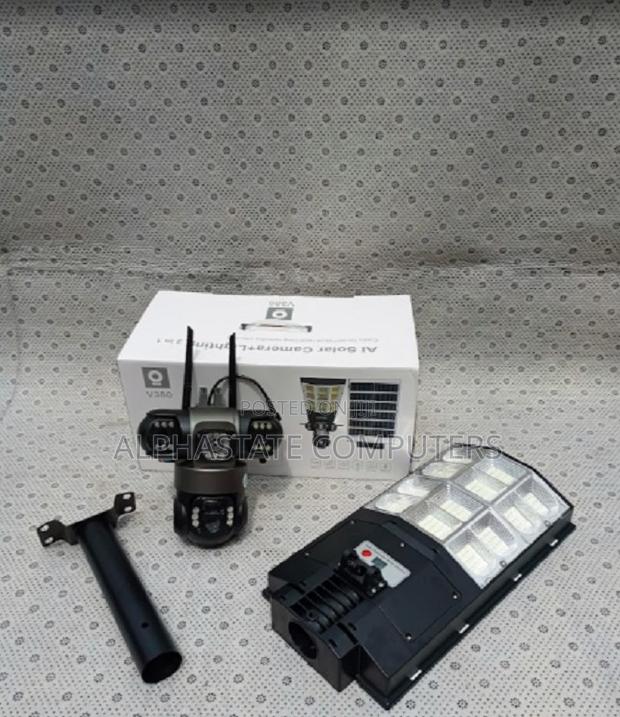 2-in-1 Solar-Powered Camera Floodlight – V380