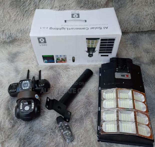 Triple Lens V380 Floodlight 4g Enabled Solar Powered 180watts Lights