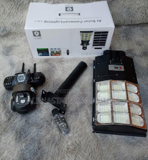 Solar Street Light Triple Lens Camera V380 6mp Solar CCTV