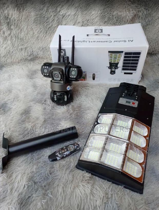 180w Solar Panel Floodlight Triple Lens Camera