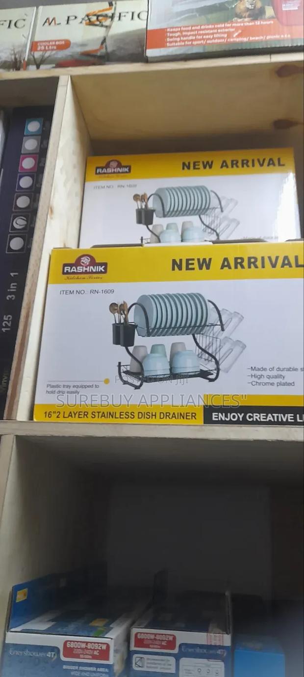 Rashnik 2 Tier Dish Rack Stainless Steel, With Drain Board