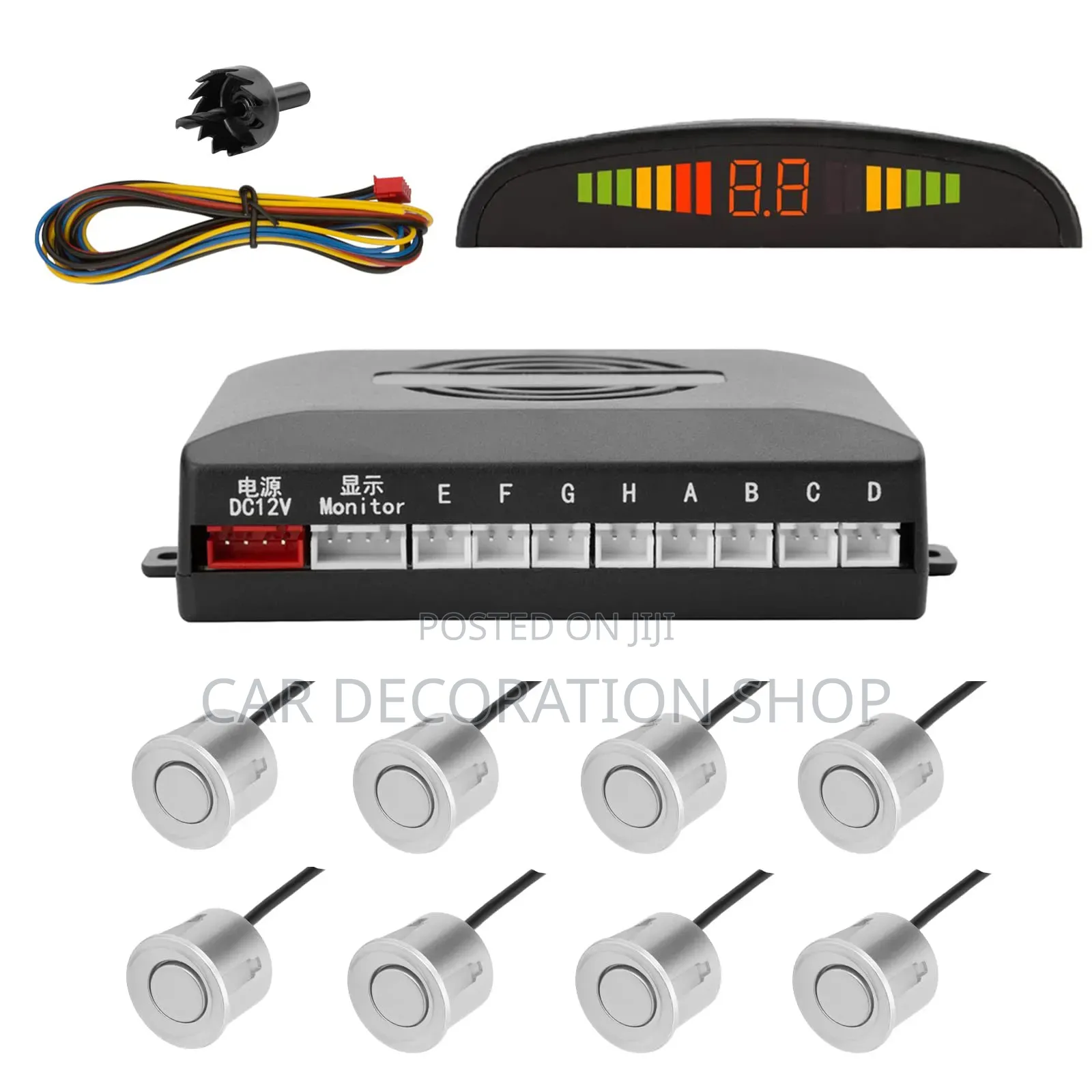 8pc White or Universal Front and Rear Bumper Parking Sensors
