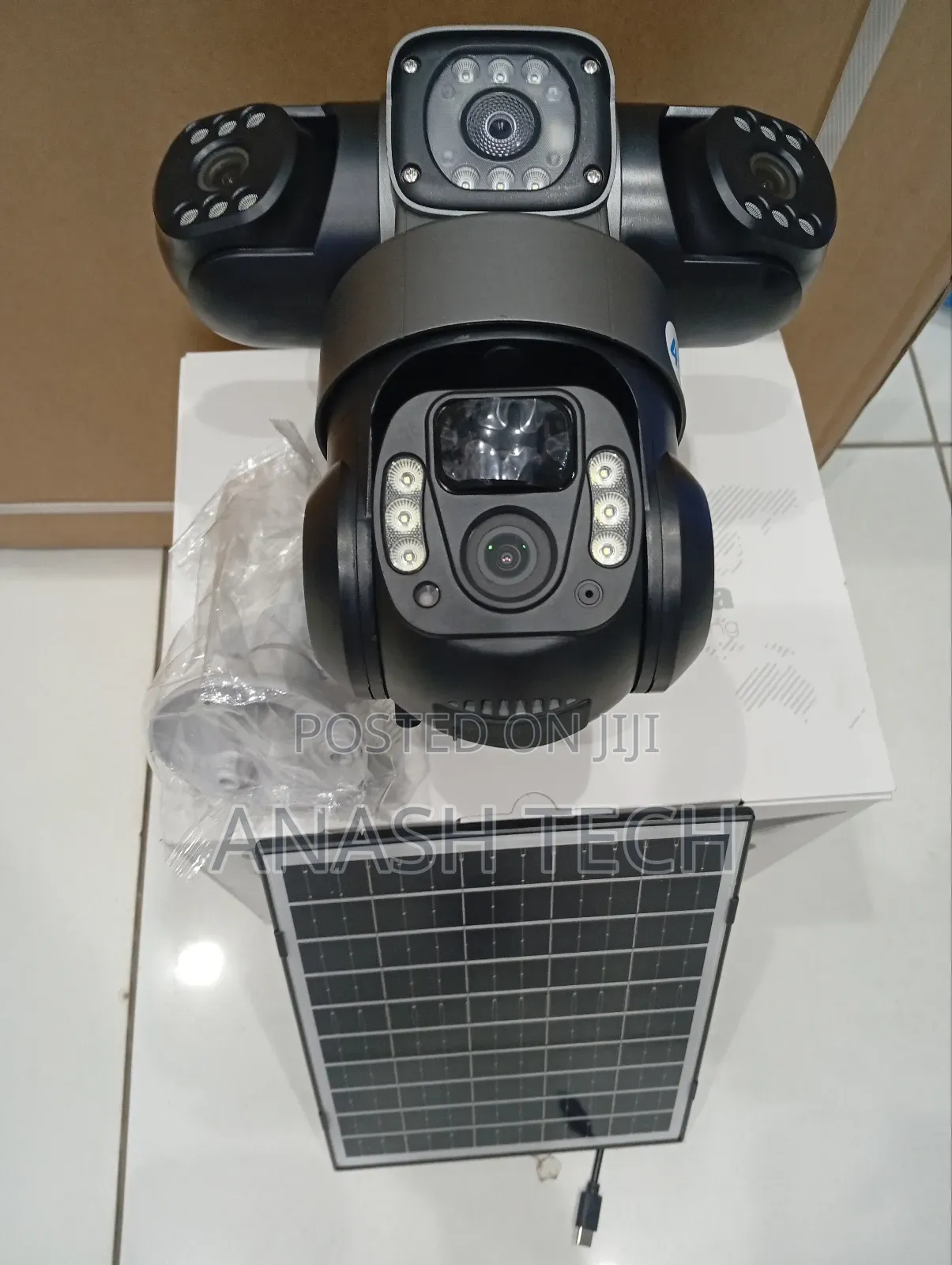 Manageable Solar V380 Outdoor Tripple Lens Weather Proof CCTV Camera