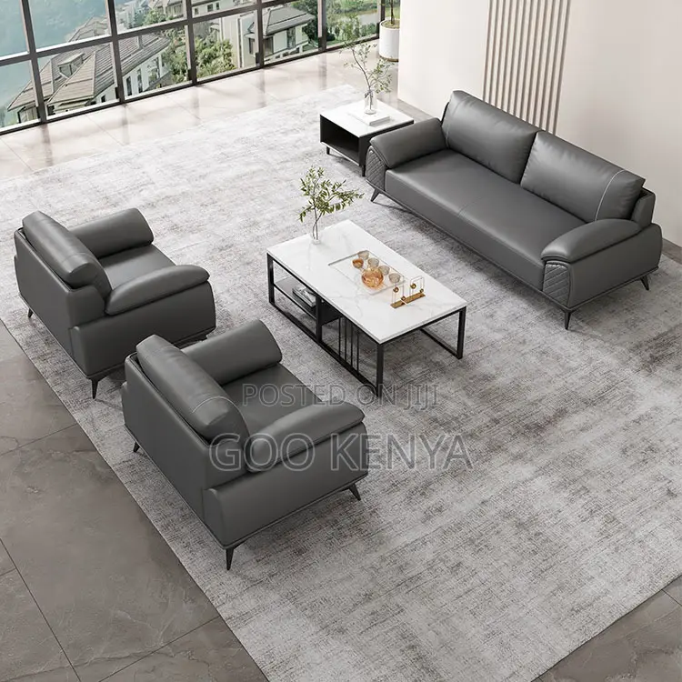 Office Sofa; Office Leather Sofa Set With Ergonomic Design