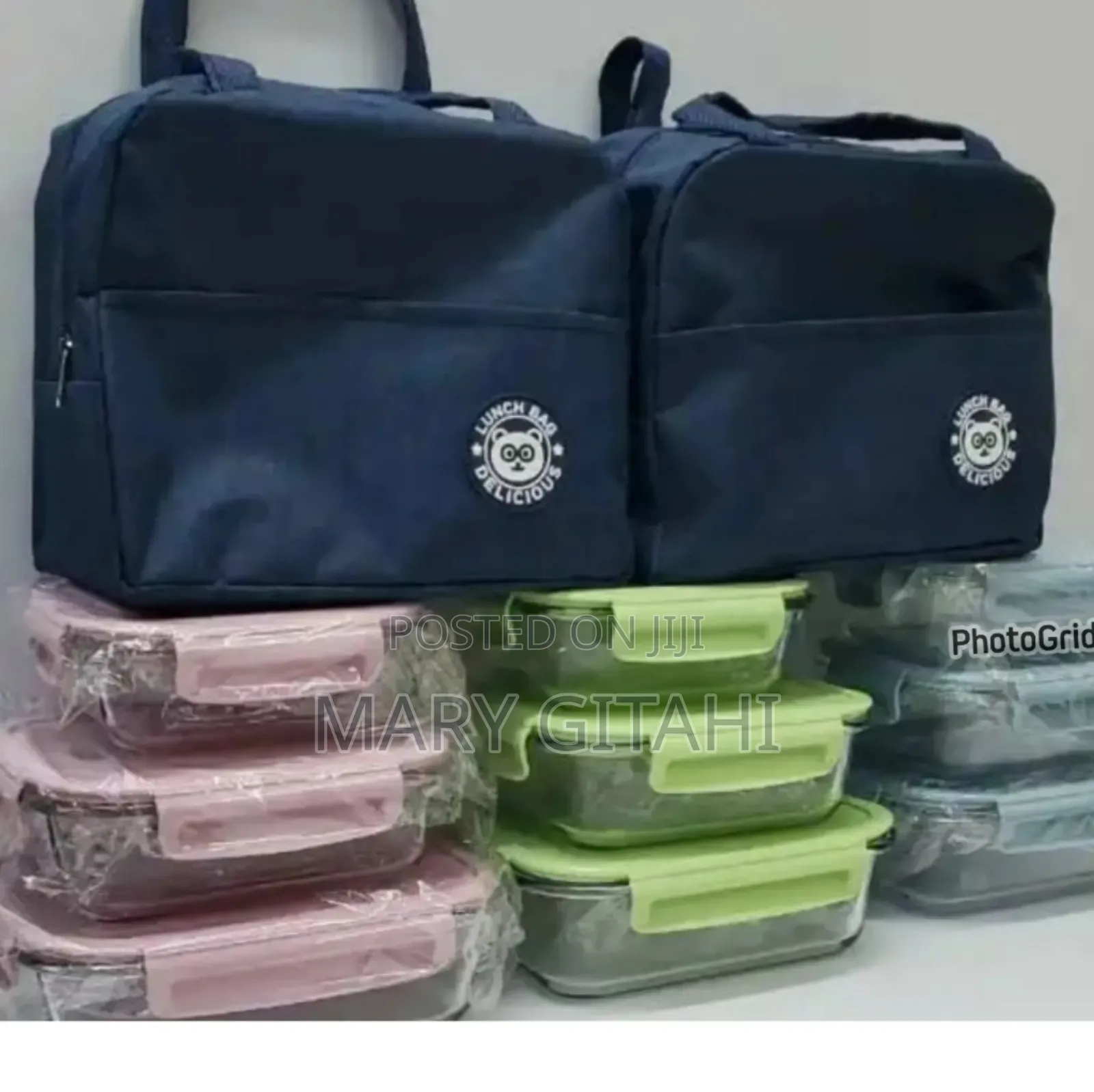 Delicious Lunch Bag + 3pc Air Tight Glass Food Bowls