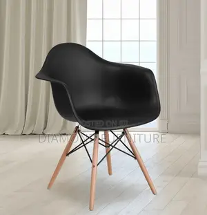 Home Furniture; Modern Restaurant Plastic Armrest Chair With Wood Legs