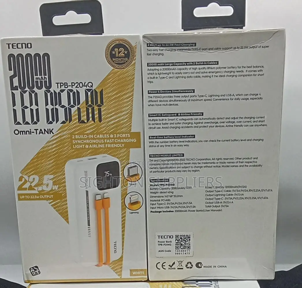 Tecno Powerbank 20000mah