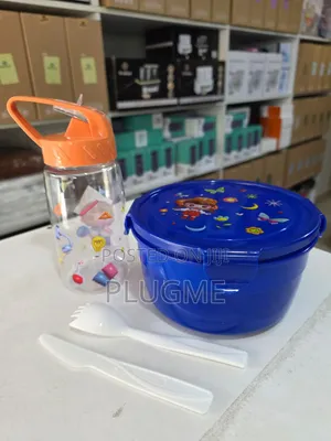 2pcs Cartoon Themed Kids Lunch Box and Snacks Box With Water Bottle