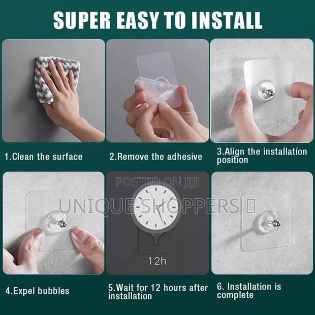 10pcs Strong Adhesive Seamless Sticky Wall Hook With Screw* - thumbnail 2