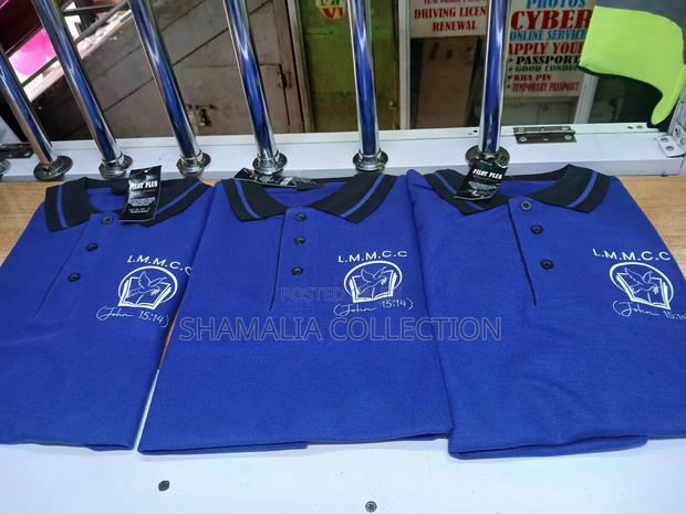 Royal Blue Collar Black Branded Polo - main view