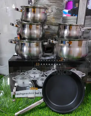 Edenberg 12-Piece Stainless Steel Cookware Set.
