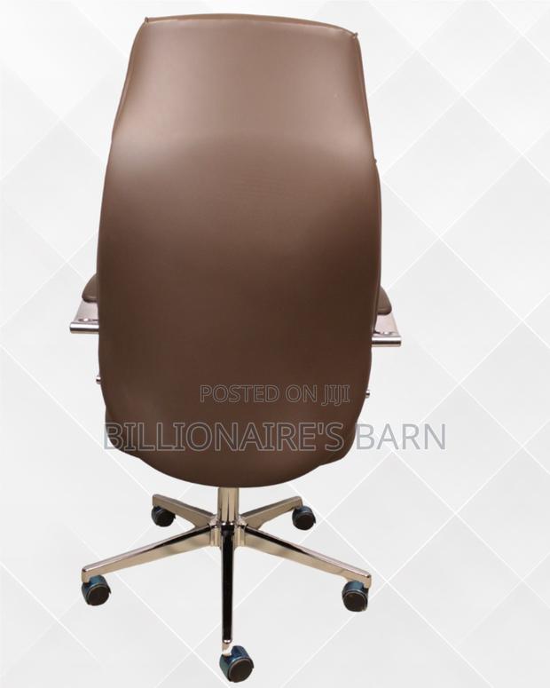 Brown Executive Leather Office Chair — Mesh Backrest - thumbnail 4
