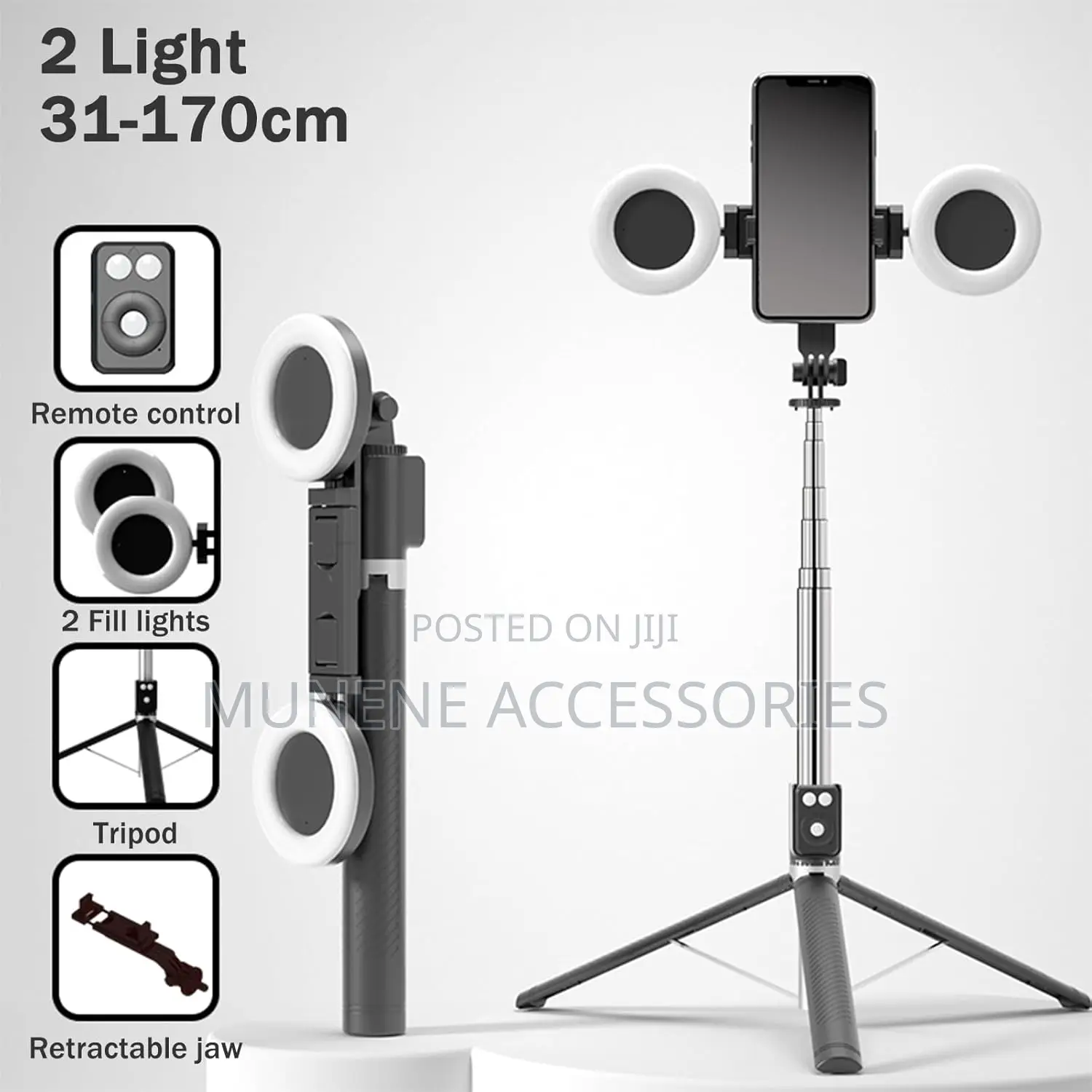 1.7m Selfie Stick Tripod With Fill Light, Bluetooth Remote Control