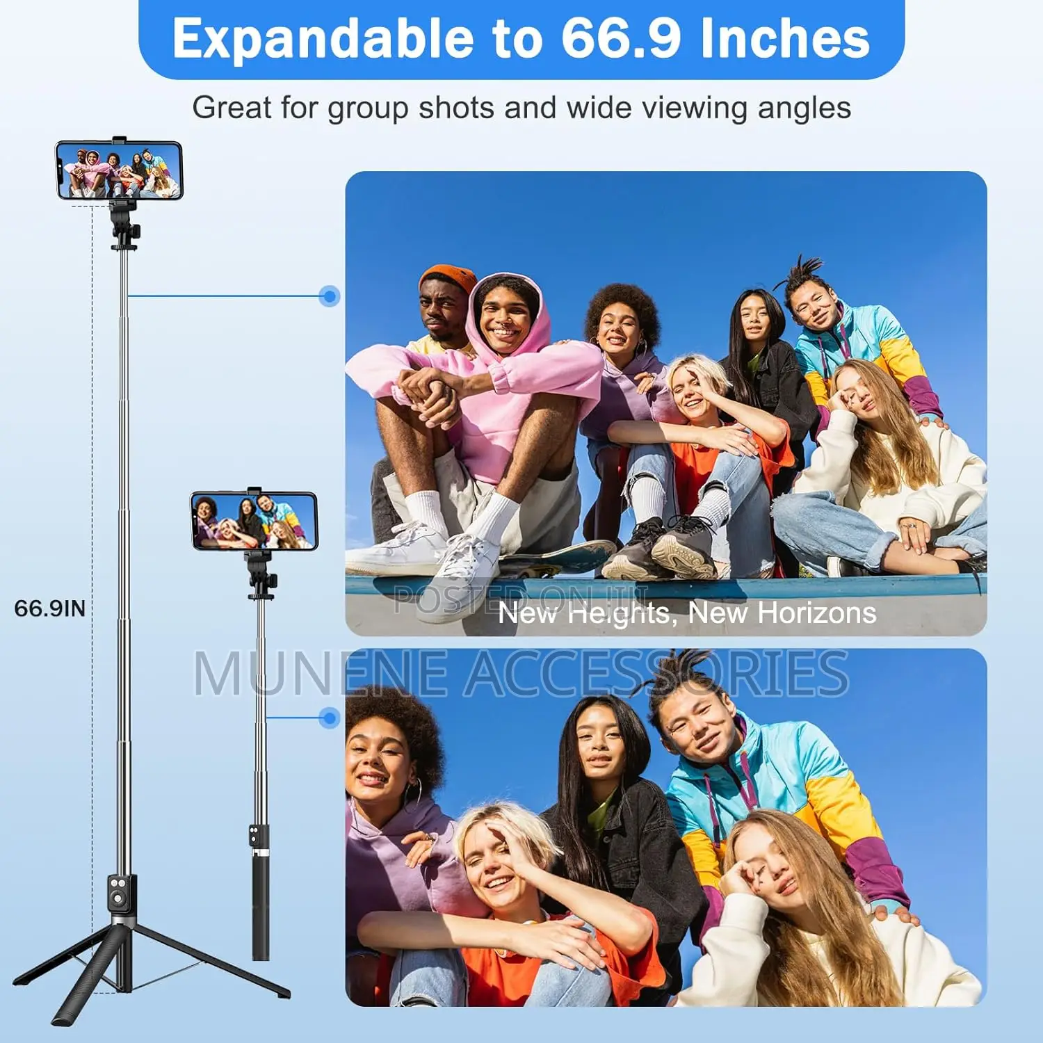1.7m Selfie Stick Tripod With Fill Light, Bluetooth Remote Control