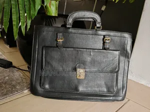 Antique Laptop Leather Vintage Messenger Bag - Black