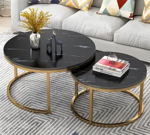 Coffee Table Set; Luxury Marble-Style Coffee Table Set