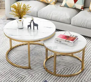 Coffee Table Set; Luxury Marble-Style Coffee Table Set