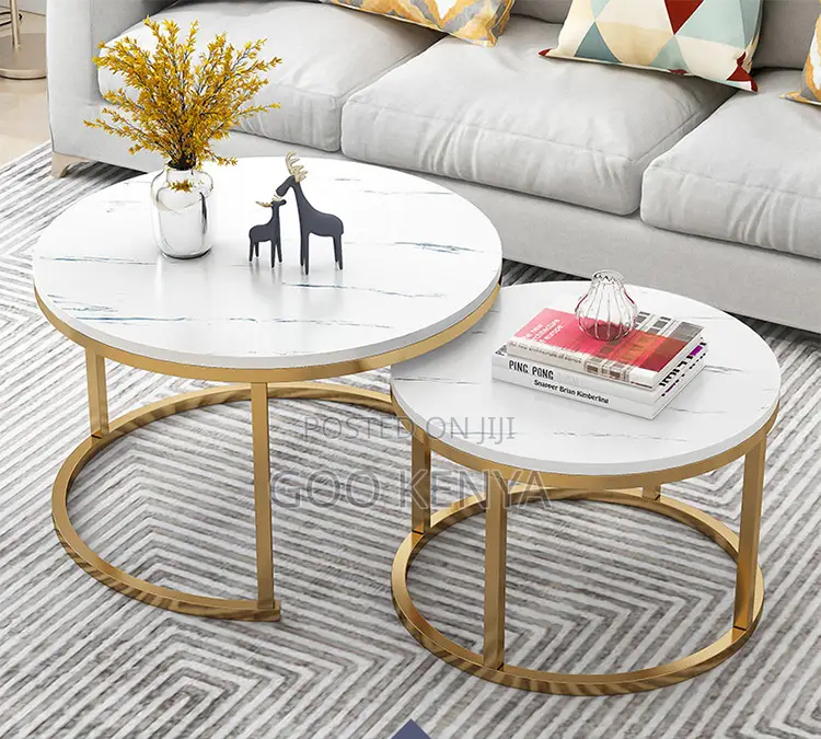 Coffee Table Set; Luxury Marble-Style Coffee Table Set