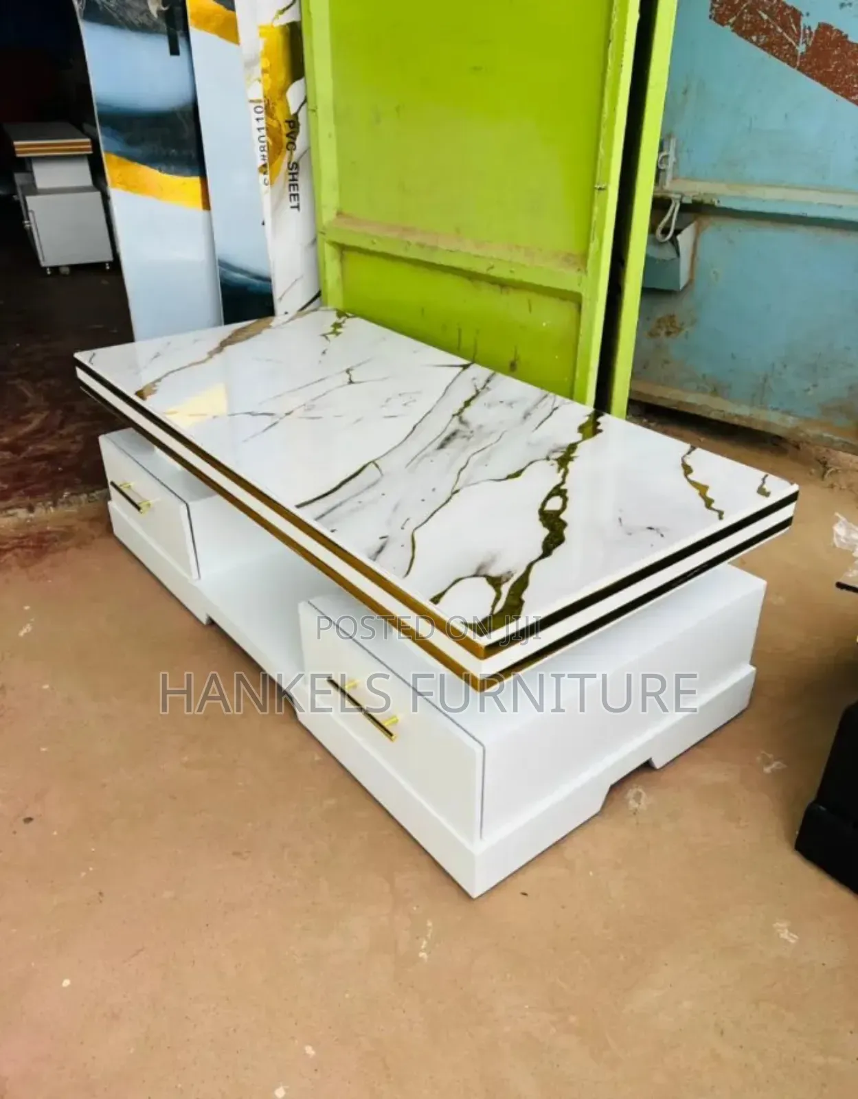 Wooden Coffee Table Marble Top Coffee Table