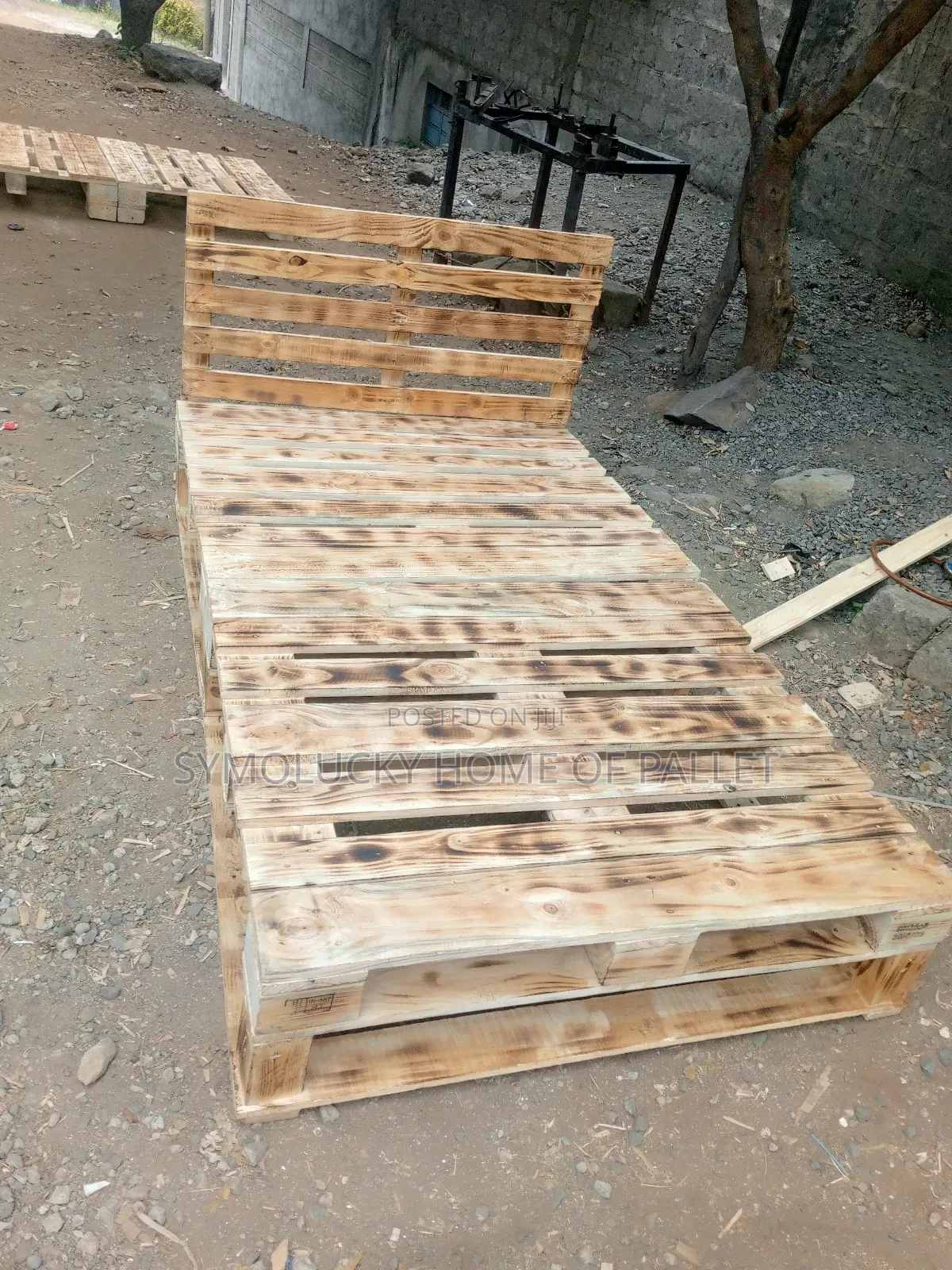 Pallet Bed 4*6 Sized. Heavy Wooden Framed Blazed
