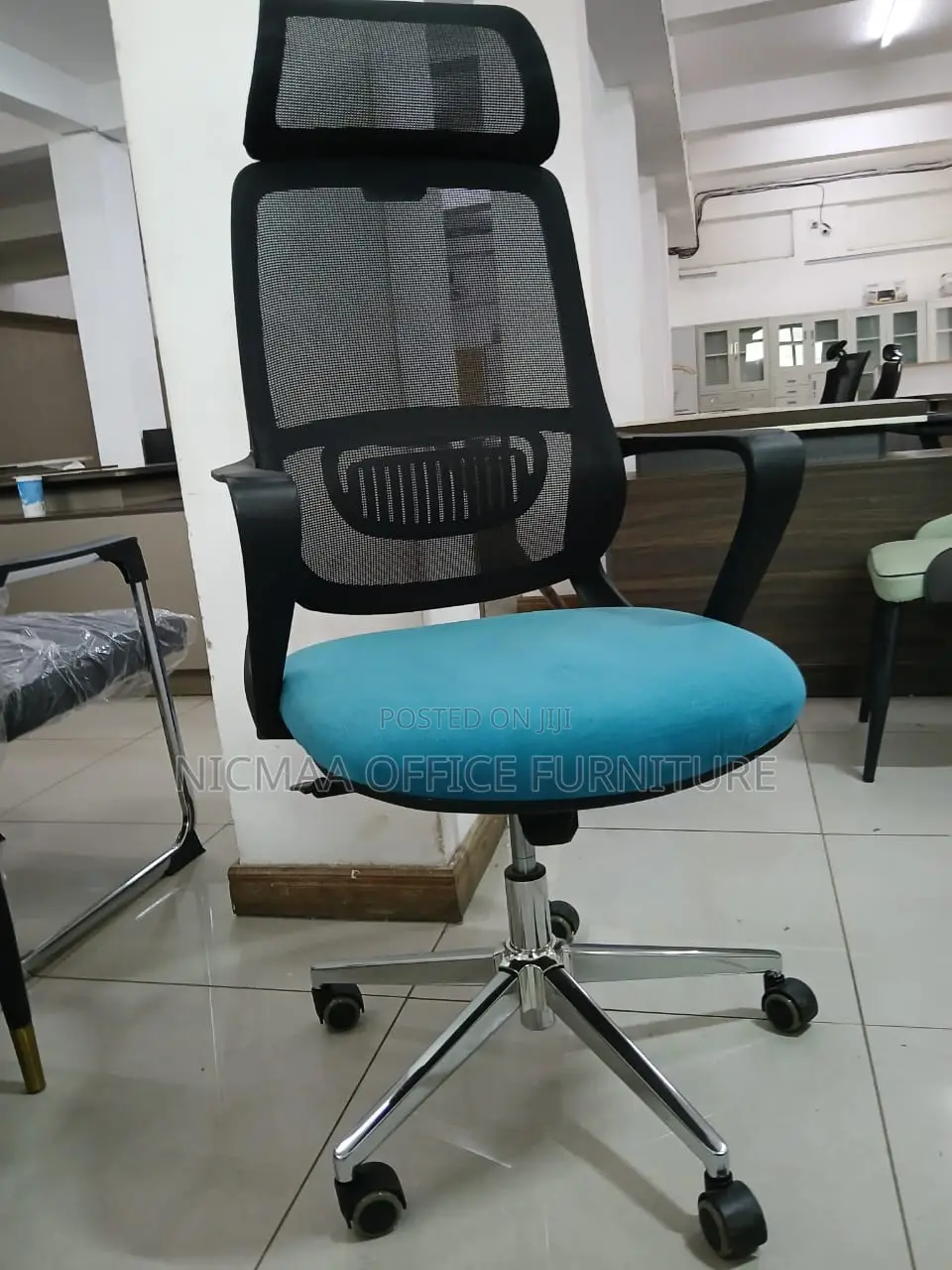 Ergonomic Mesh With Blue Cushion Seat