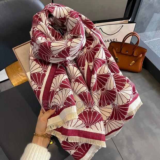 Flowered Themed Heavy Cotton Cashmere Shawl - thumbnail 3