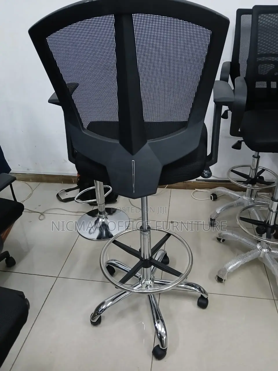 Black Mesh Drafting Low Back Chair