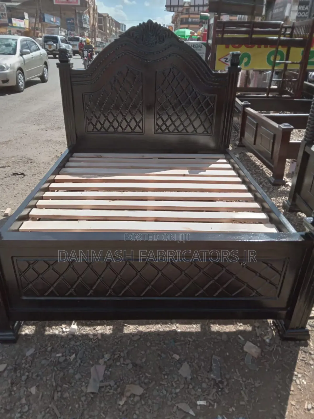 Luxury 5x6 Wooden Bed – Carved Design