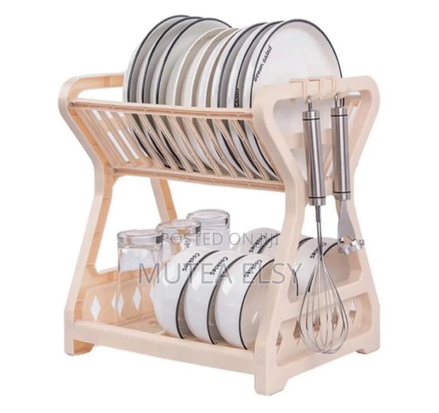 Pink,Blue and Black Minimalist 2 Layer Dish Rack - thumbnail 2