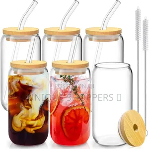 500ml Glass Cup With Lid and Straw Transparent Bubble Tea Cup Juice