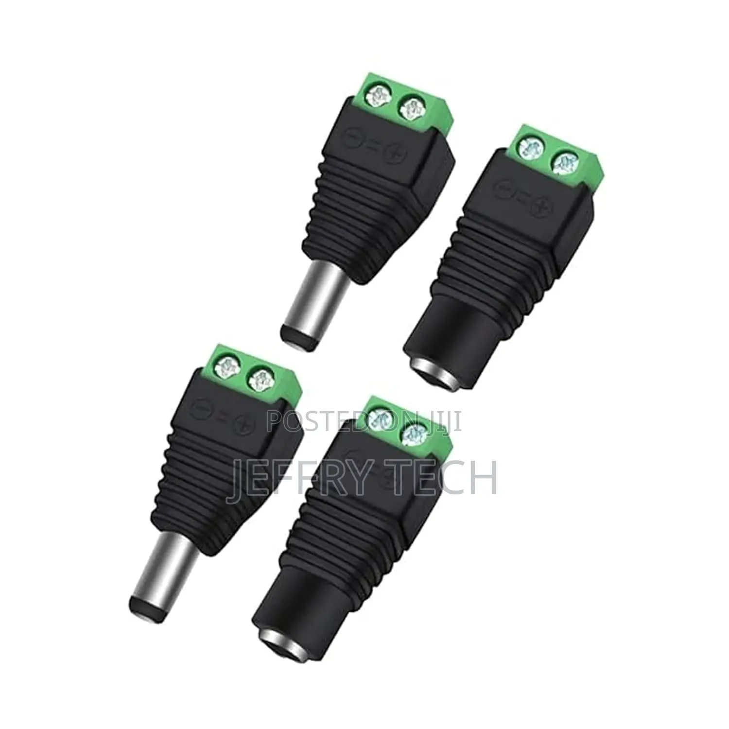 2 Male + 2 Female 12 v 2.1x5.5mm Dc Poweplug Adapter Barrel Connector