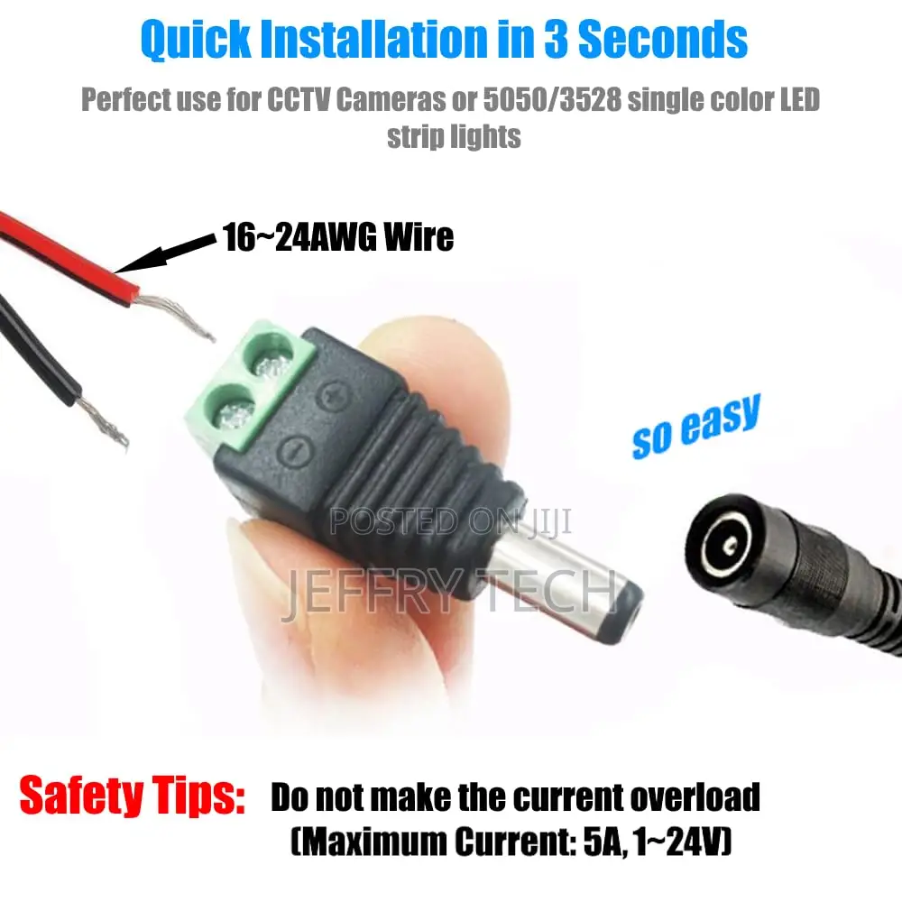 2 Male + 2 Female 12 v 2.1x5.5mm Dc Poweplug Adapter Barrel Connector