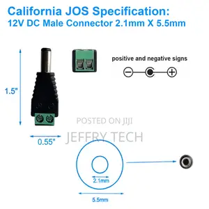 2 Male + 2 Female 12 v 2.1x5.5mm Dc Poweplug Adapter Barrel Connector