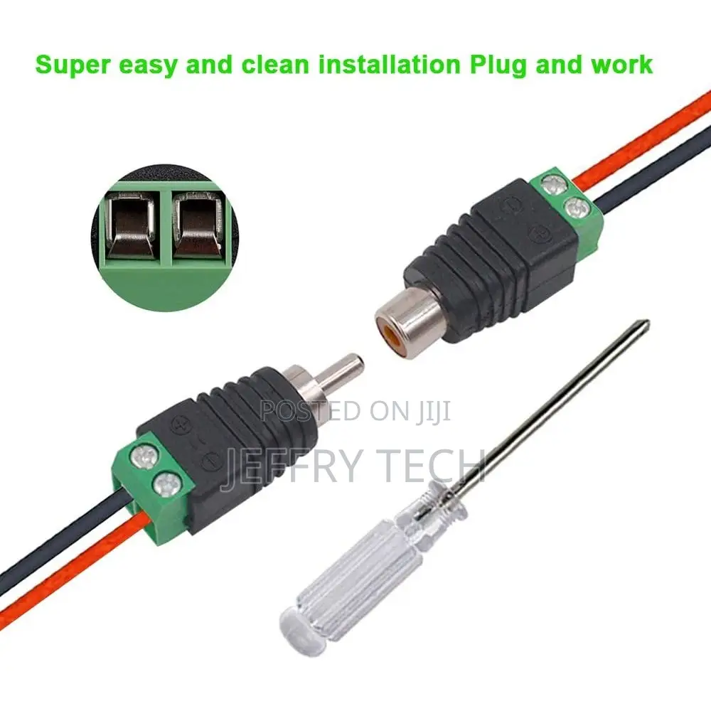 2-Pin Terminal Block Connector to Female Rca Adapter