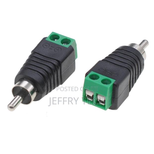 2-Pin Terminal Block Connector to Male Rca Adapter