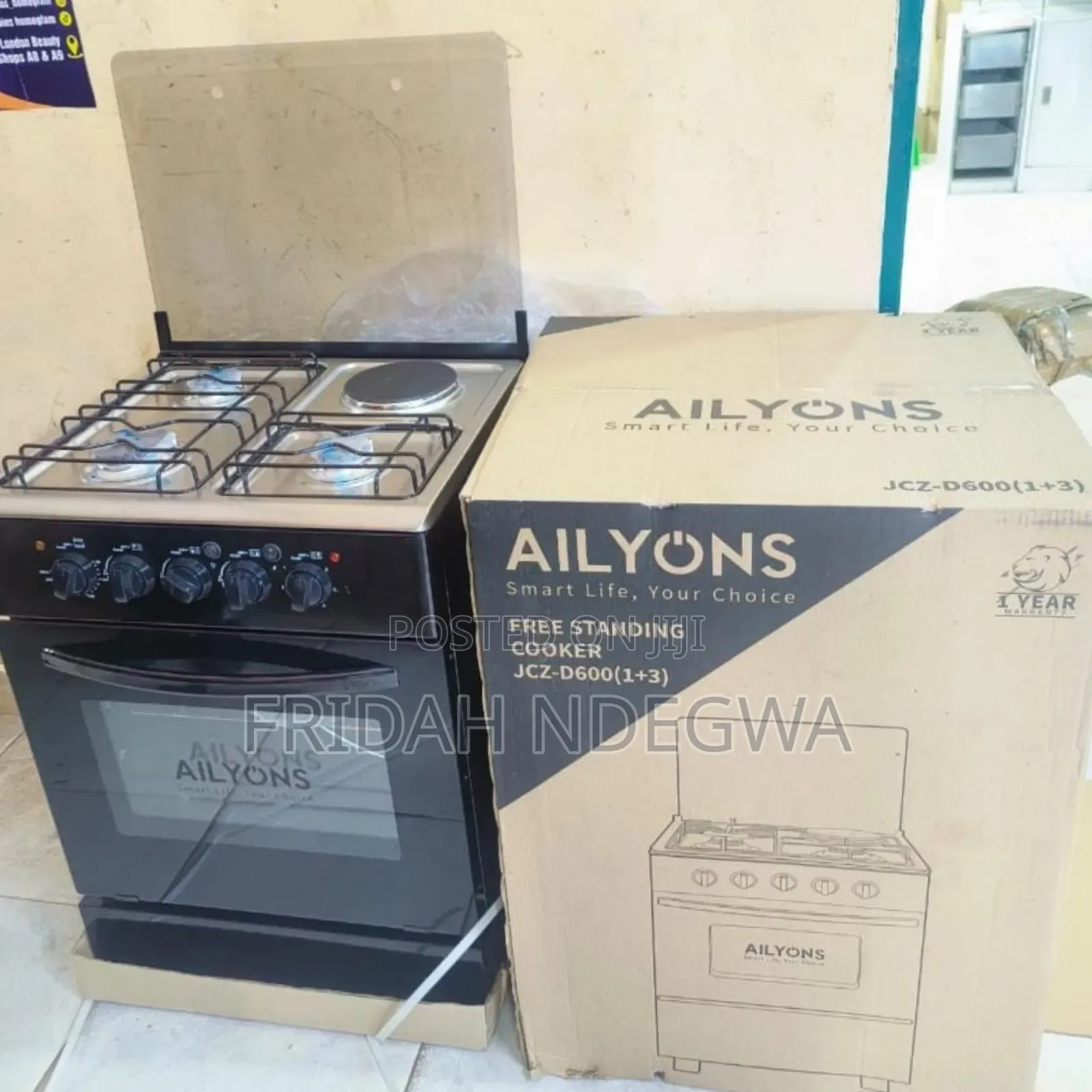 60*60 Ailyons Cooker 3 Gas + 1 Electric Standing Cooker*