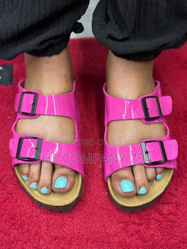 Casual Leather Ladies Open Brike Stone Slides - thumbnail 3