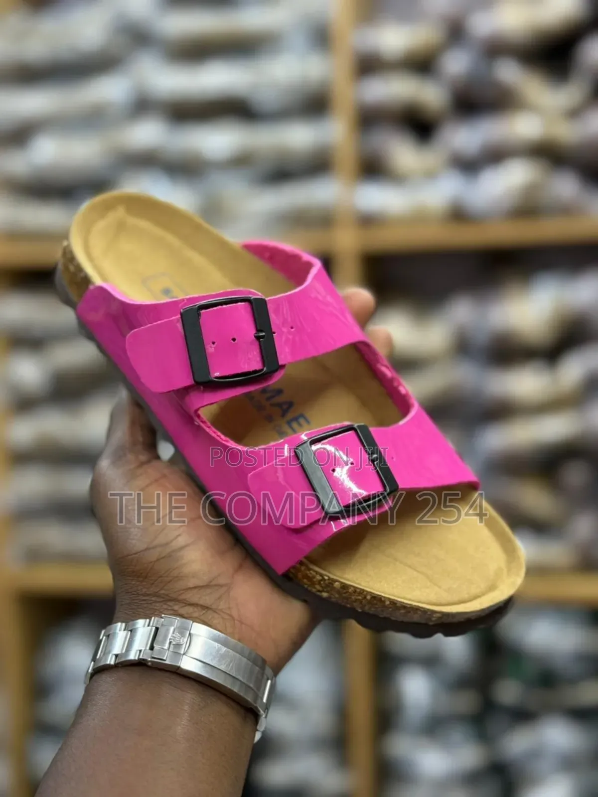 Casual Leather Ladies Open Brike Stone Slides