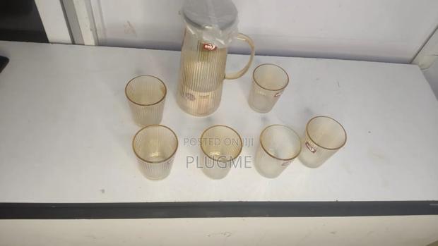 7 Pc Gold Glass Set
One Glass Jug - 1.8litres.
6 Glasses - 300ml Each.
