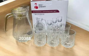 Red Cherry Waterset Glass 1 Jug, 6 Pc Glass