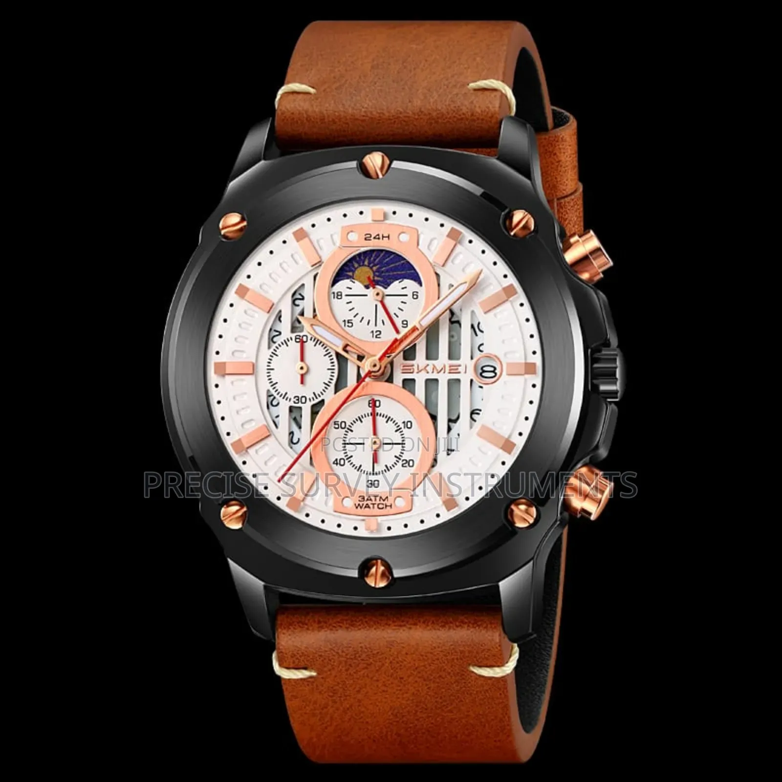 Skmei Brown Leather Gents Watch 9351