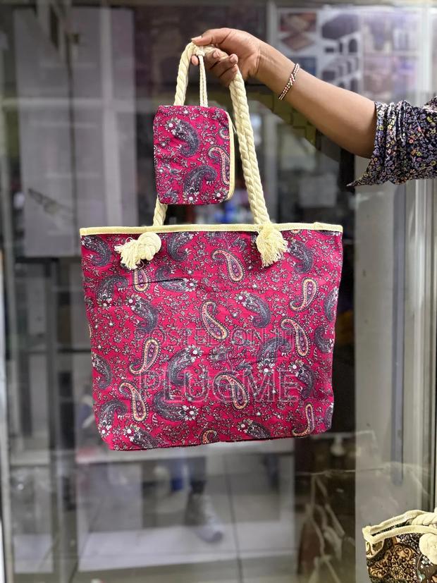 2 in 1 Colorful Big Size Tote Bag With a Pouch Set - thumbnail 3