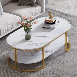 Coffee Table; White Modern Twin Marble Coffee Table