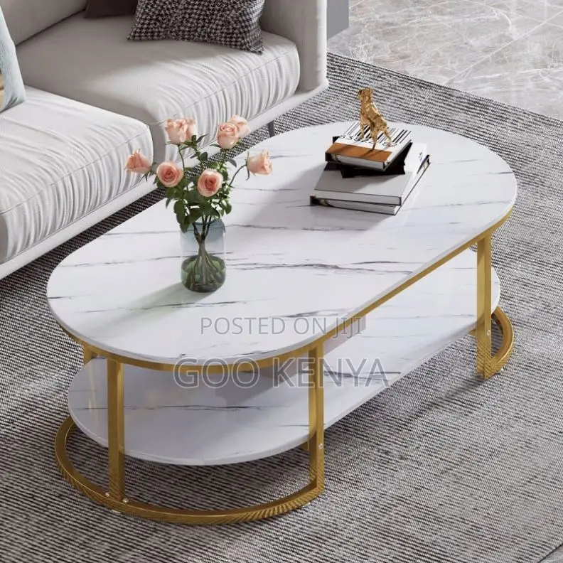 Coffee Table; White Modern Twin Marble Coffee Table