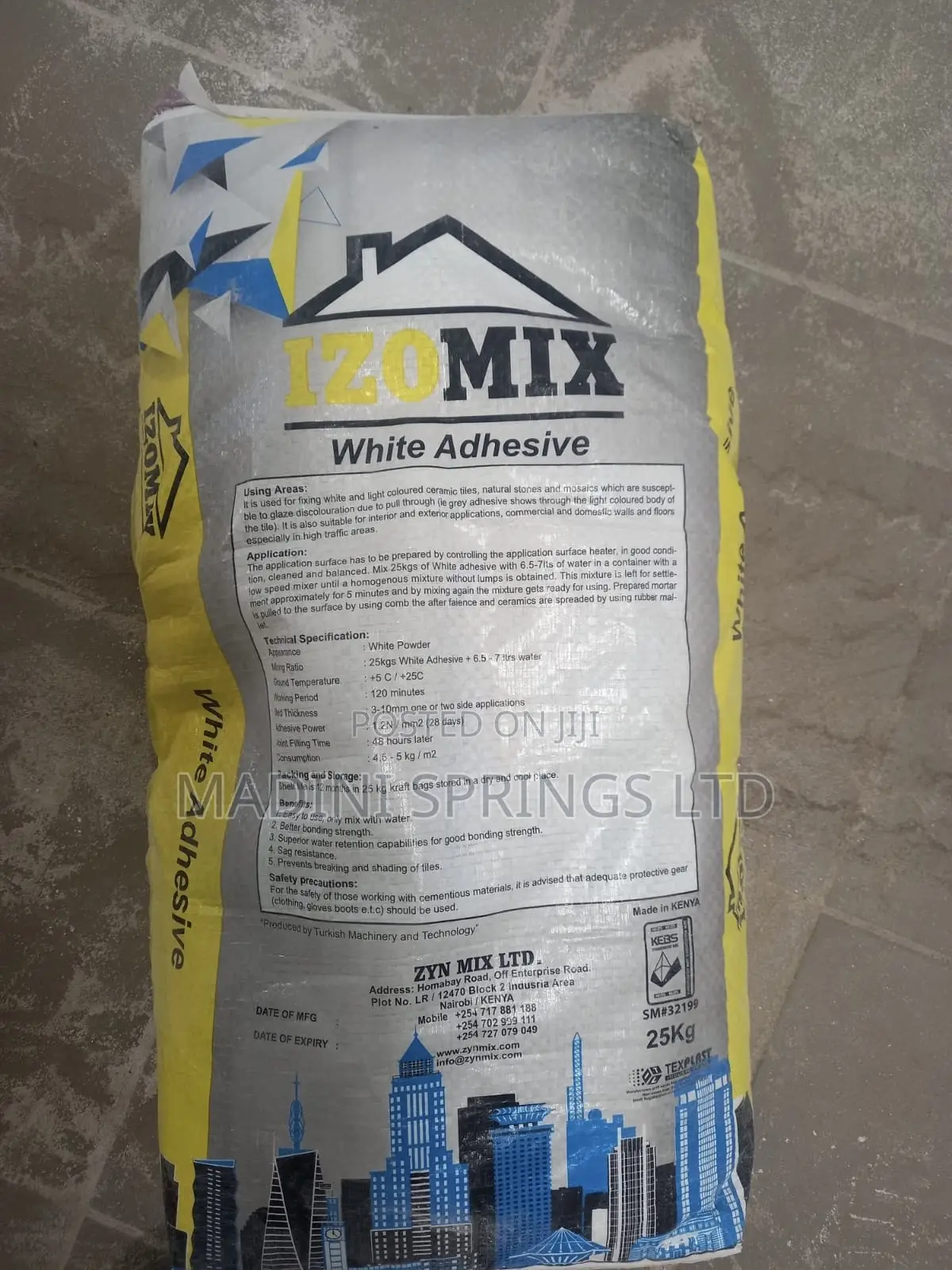 Izomix White Adhesive(For Big Porcelain Tiles, Mosaic, Stones,Marbles)