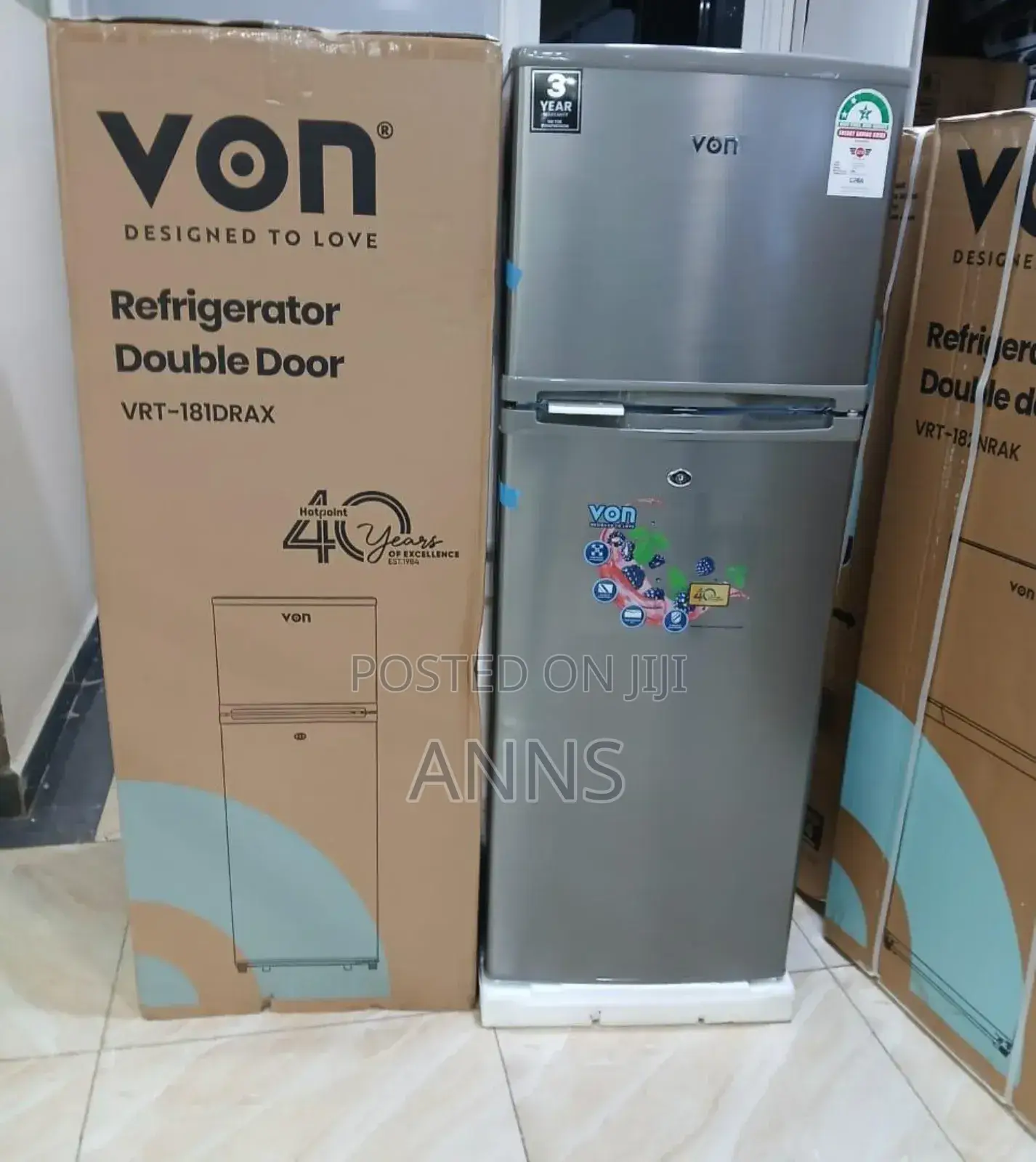 Von VRT-181 Litres Double Door Fridge -181 Litres Available