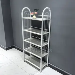 Shoe Organizer; 5-Layer Elegant Wood and Iron Shoe Rack