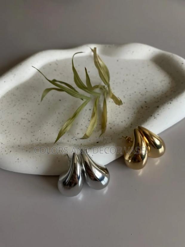 Elegant Tear Drop Earrings Silver and Gold - main view