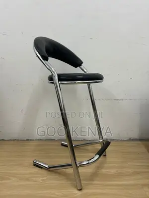 Bar Stool; Modern Metal Bar Stool With High Legs and Leather Seat