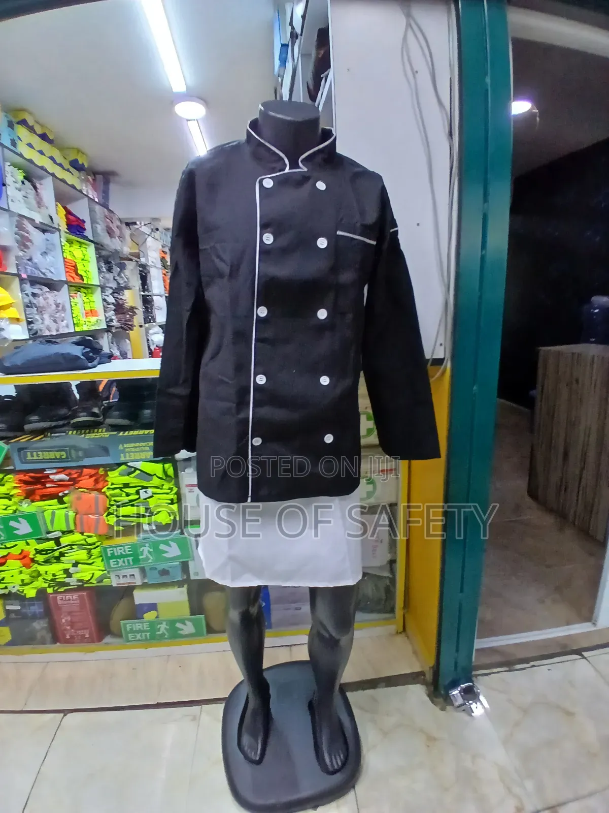 Black Chef Jackets With Half White Apron